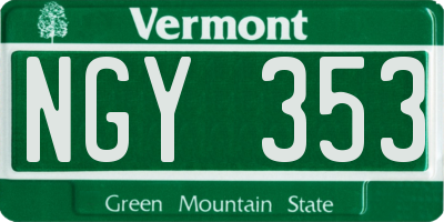 VT license plate NGY353