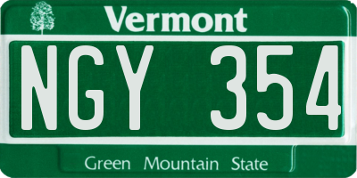 VT license plate NGY354