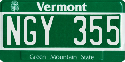 VT license plate NGY355