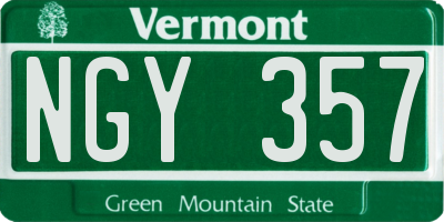 VT license plate NGY357