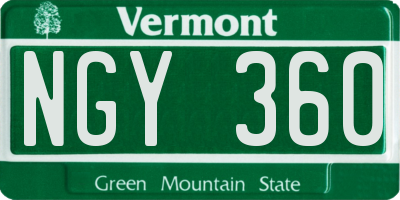VT license plate NGY360