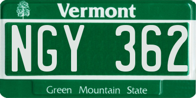 VT license plate NGY362