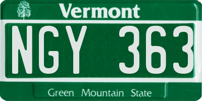 VT license plate NGY363