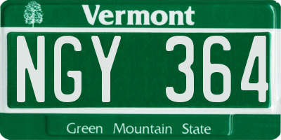 VT license plate NGY364