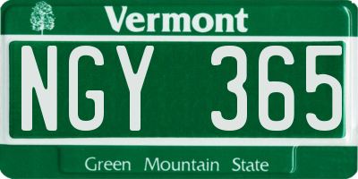 VT license plate NGY365