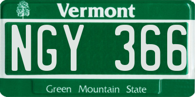 VT license plate NGY366