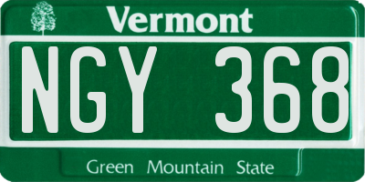 VT license plate NGY368
