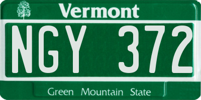 VT license plate NGY372