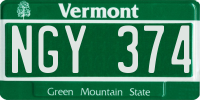 VT license plate NGY374