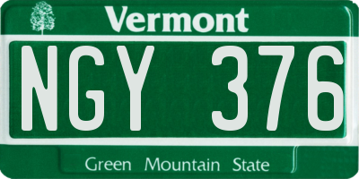 VT license plate NGY376