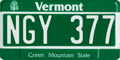 VT license plate NGY377