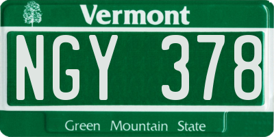 VT license plate NGY378