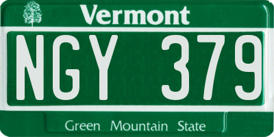 VT license plate NGY379