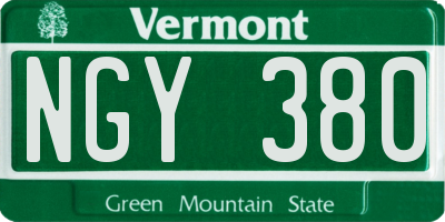 VT license plate NGY380