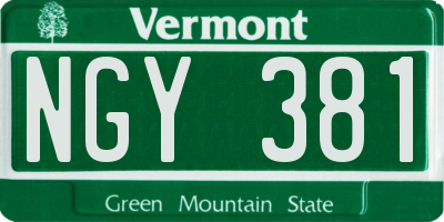 VT license plate NGY381