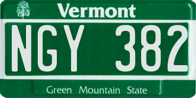 VT license plate NGY382