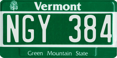 VT license plate NGY384