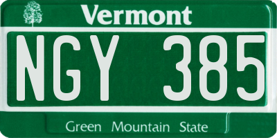 VT license plate NGY385