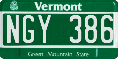 VT license plate NGY386