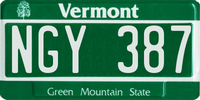 VT license plate NGY387