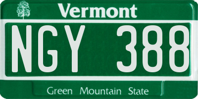 VT license plate NGY388
