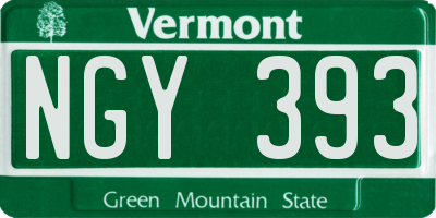 VT license plate NGY393
