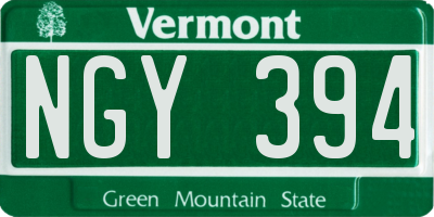 VT license plate NGY394