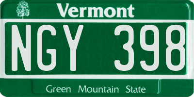 VT license plate NGY398