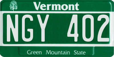 VT license plate NGY402