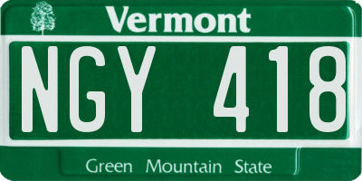 VT license plate NGY418