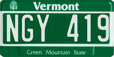 VT license plate NGY419
