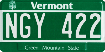 VT license plate NGY422