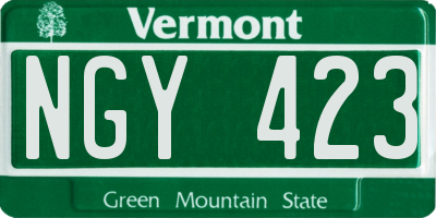VT license plate NGY423