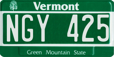VT license plate NGY425