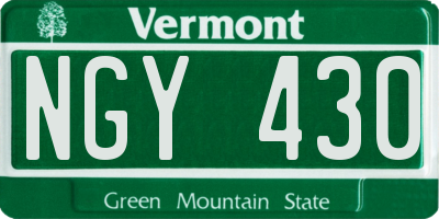 VT license plate NGY430