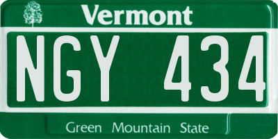 VT license plate NGY434