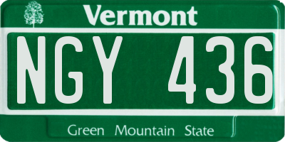 VT license plate NGY436