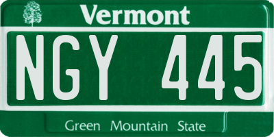 VT license plate NGY445