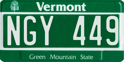 VT license plate NGY449