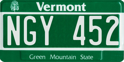 VT license plate NGY452