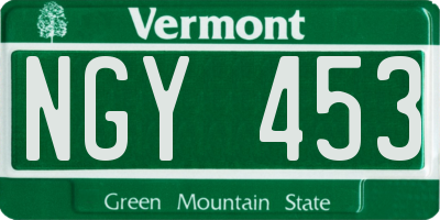 VT license plate NGY453
