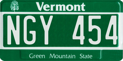 VT license plate NGY454