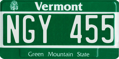 VT license plate NGY455