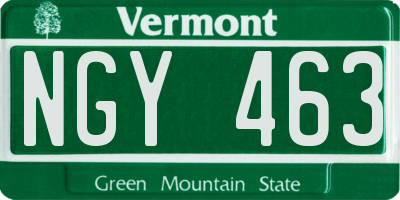 VT license plate NGY463