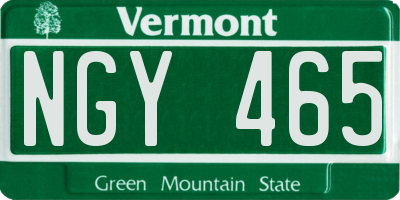 VT license plate NGY465