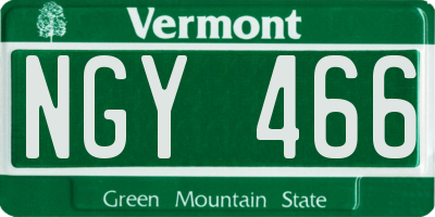 VT license plate NGY466