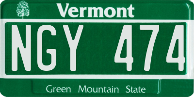 VT license plate NGY474