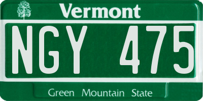 VT license plate NGY475