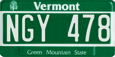 VT license plate NGY478