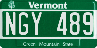 VT license plate NGY489